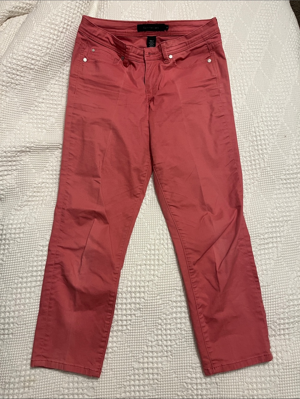 Coral Red Straight Leg Crops